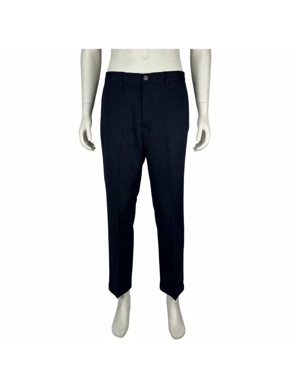 Haggar Mens Dress Pants 36x30 Navy Flat Front Classic Fit 100% Polyester Trouser